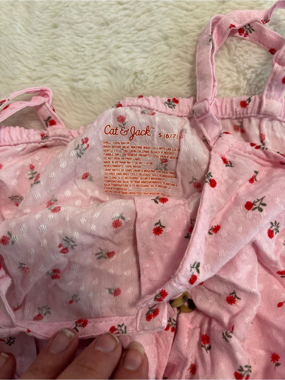 Girls' Pink floral Print Tie-Waist Romper small 6/7
